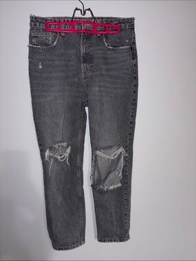 Zara Black-Grey Distressed Boyfriend Jeans